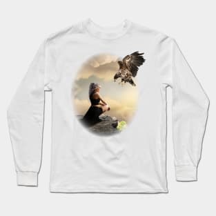 Fantasy Girl with Eagle Beautiful New Design makes a great gift Long Sleeve T-Shirt